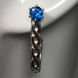 2 Pair in One Ice Blue Topaz Sterling Silver Earrings- Eternity Print Topaz